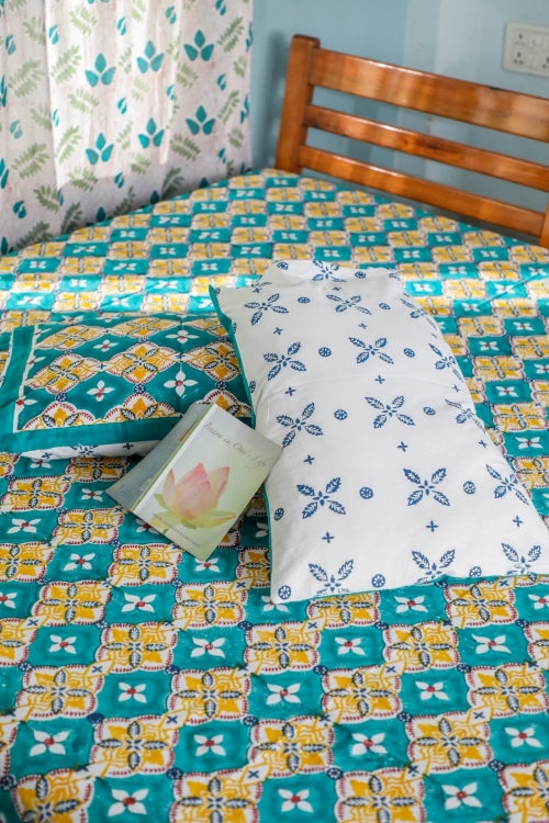 Sootisyahi 'Rainbow Cassata' Handblock Printed Cotton Bedsheet