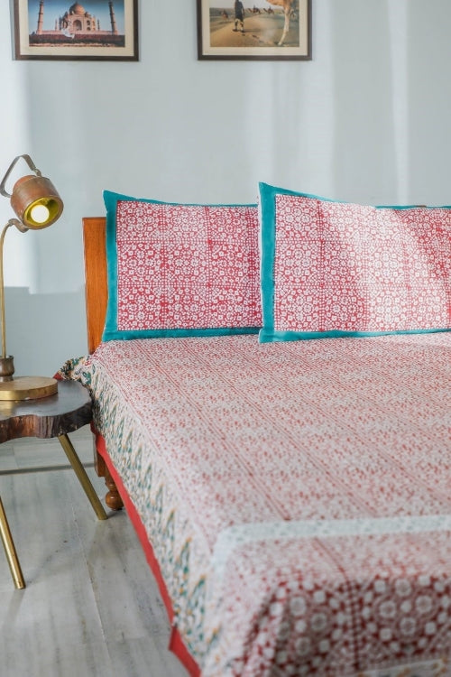 Sootisyahi 'Conventional Treasure' Handblock Printed Cotton Bedsheet