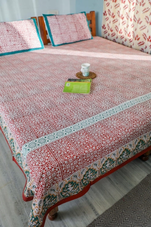 Sootisyahi 'Conventional Treasure' Handblock Printed Cotton Bedsheet