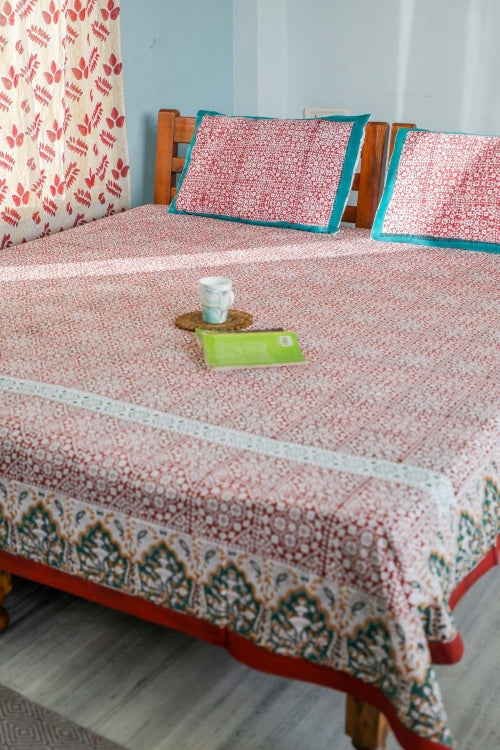 Sootisyahi 'Conventional Treasure' Handblock Printed Cotton Bedsheet