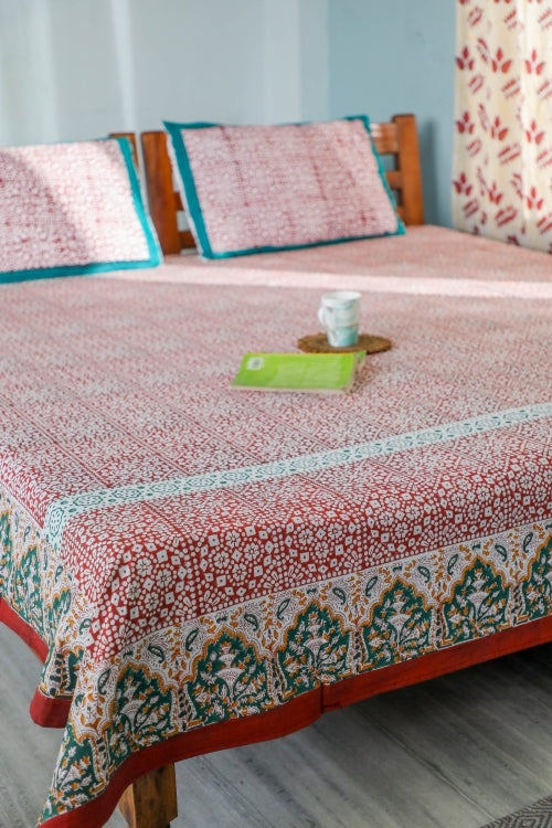 Sootisyahi 'Conventional Treasure' Handblock Printed Cotton Bedsheet