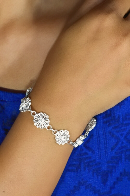 Silver Linings "Wild Flowers" Silver Filigree Handmade Bracelet