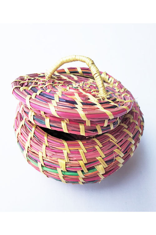 Handcrafted-Sikki-grass-Round-Box