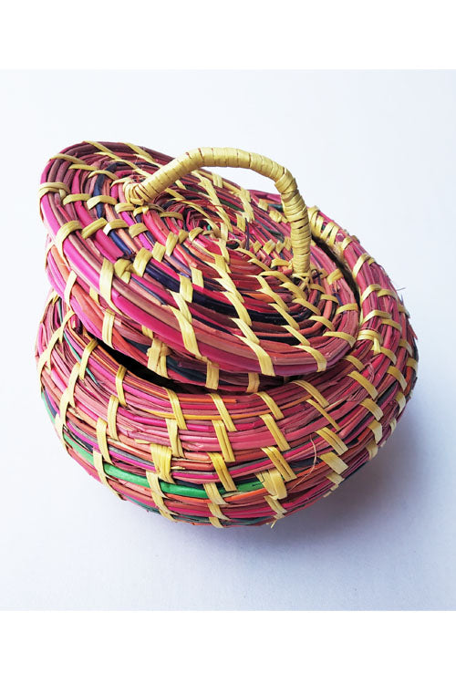 Handcrafted-Sikki-grass-Round-Box