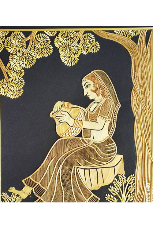 Handcrafted-Sikki-grass-Girl-with-ghada-Painting