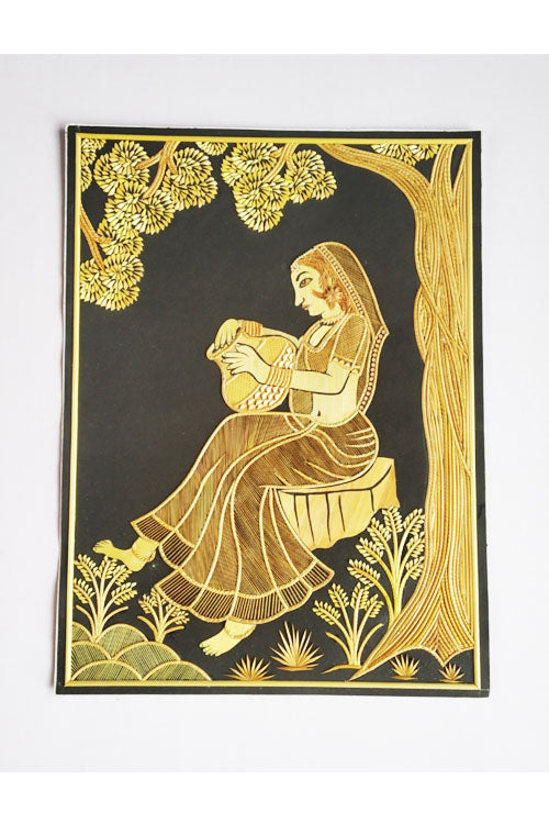 Handcrafted-Sikki-grass-Girl-with-ghada-Painting