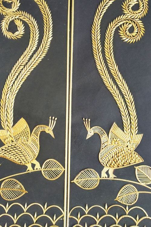 Handcrafted-Sikki-grass-Peacock-Painting