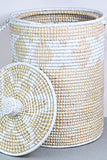 Handmade Moonj Grass Laundry Basket (White)