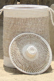 Handmade Moonj Grass Laundry Basket (White)