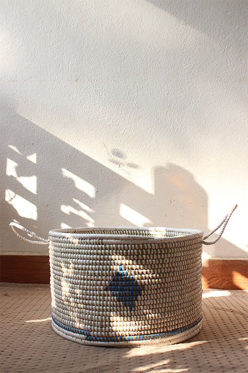 Handmade Moonj Grass Storage Basket (Indigo)