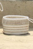 Handmade Moonj Grass Storage Basket (White)