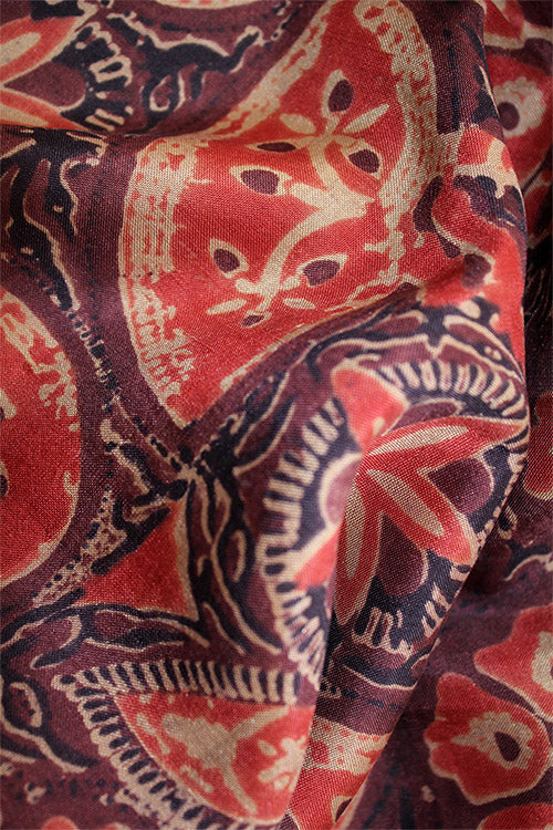 Creative Bee 'PRACHIN' Natural Dye Block Print Silk Fabric (0.5 Meter)