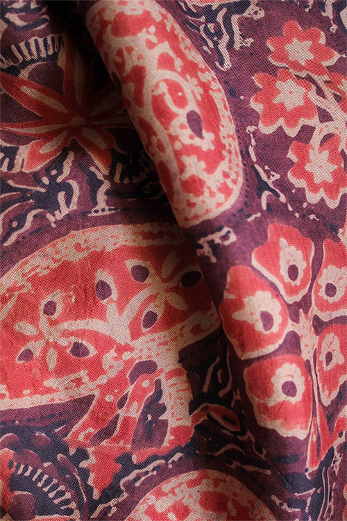 Creative Bee 'PRACHIN' Natural Dye Block Print Silk Fabric (0.5 Meter)