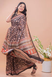 Classic Elegance. Bagru Block Printed Chanderi Saree - Black Floral