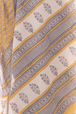 Summer Classics. Bagru Block Printed Mulmul Cotton Saree - Dull Yellow & Beige Flora