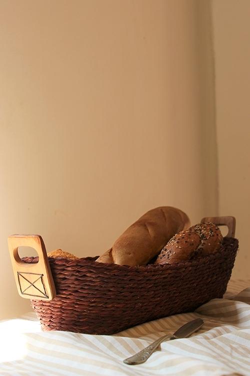 Handmade Sabai Grass Bread Basket Large Brown