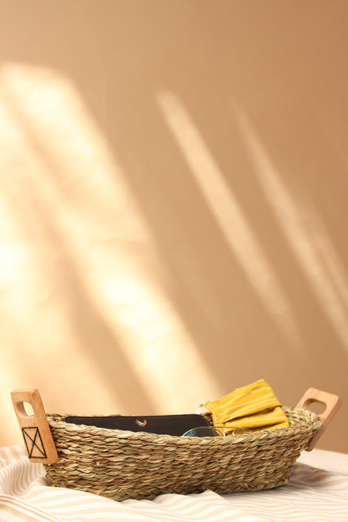 Kadam Haat Handmade Sabai Grass Bread Basket - Large (Natural)