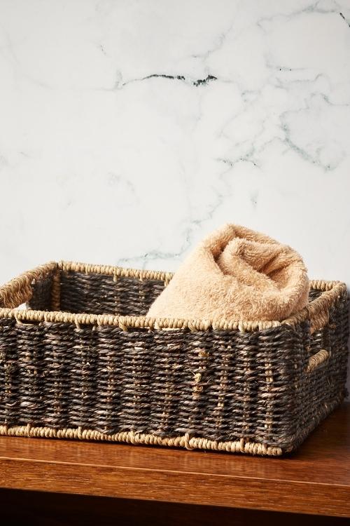 Kadam Haat Handmade Sabai Grass Towel Basket - Large (Black)