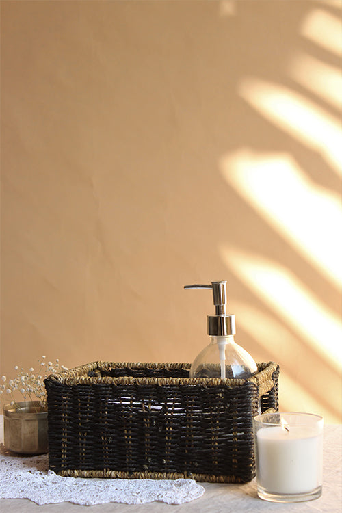 Kadam Haat Handmade Sabai Grass Towel Basket - Small (Black)