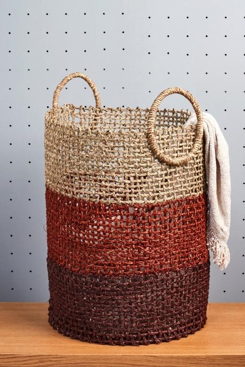 Handmade Sabai Grass Laundry Basket (Brown)