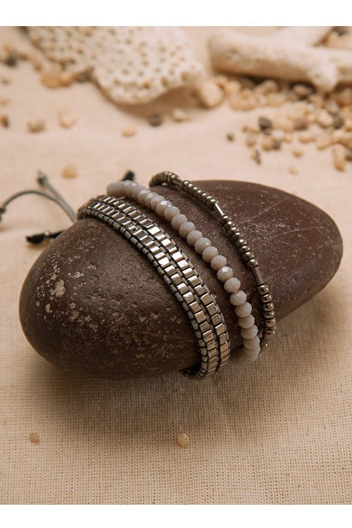 Chic Glam Silver Gray Bracelet Set