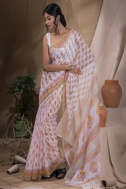 Details more than 134 cotton saree light colour