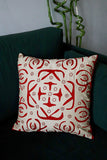 Okhai 'Home' Applique Mirror Work Pure Cotton Cushion Cover (Beige & Red)