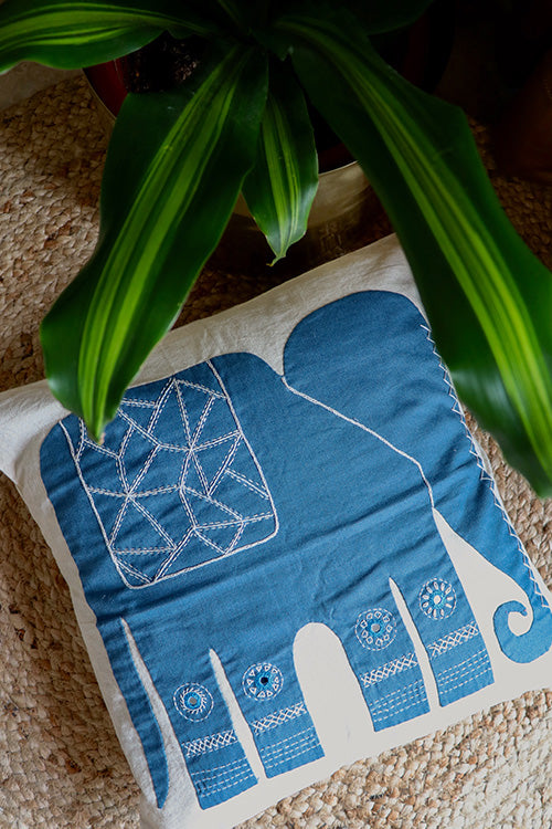 Okhai 'Chandaka' Applique Hand Embroidered Cotton Cushion Cover
