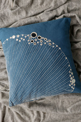 Okhai 'Clamshell' Hand Embroidered Cushion Cover