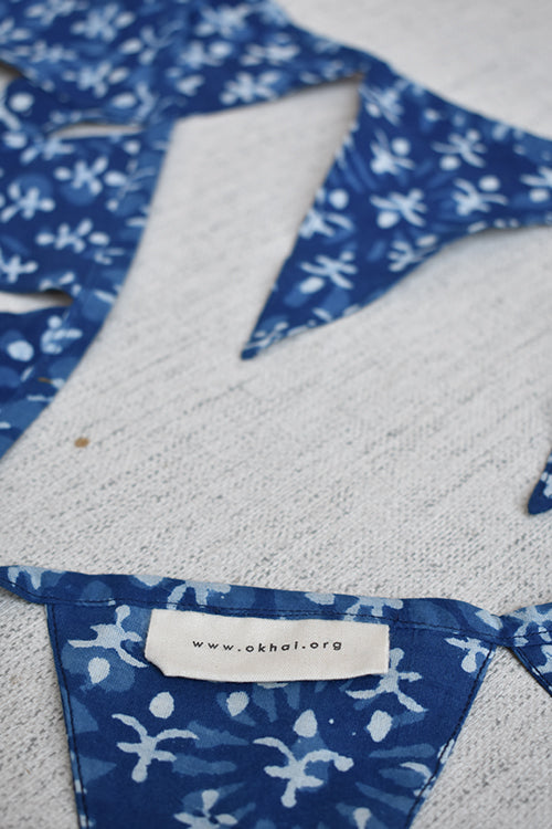 Okhai 'Snowball' Pure Cotton Hand Block Printed Christmas Bunting