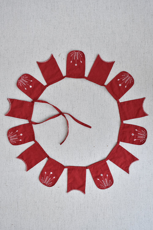 Okhai 'Rudolf' Pure Cotton Hand Embroidered Christmas Bunting