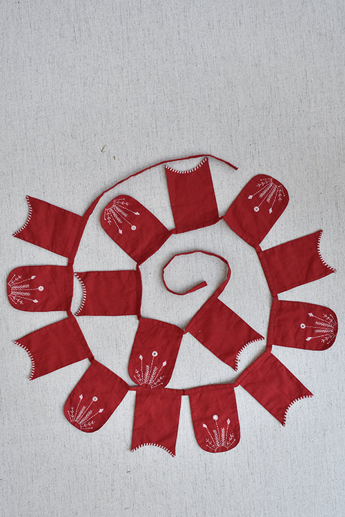 Okhai 'Rudolf' Pure Cotton Hand Embroidered Christmas Bunting