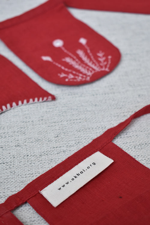 Okhai 'Rudolf' Pure Cotton Hand Embroidered Christmas Bunting