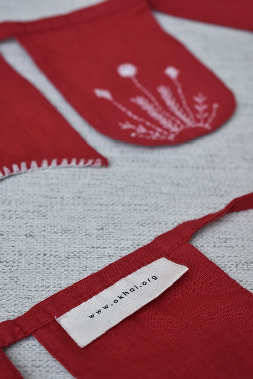 Okhai 'Rudolf' Pure Cotton Hand Embroidered Christmas Bunting