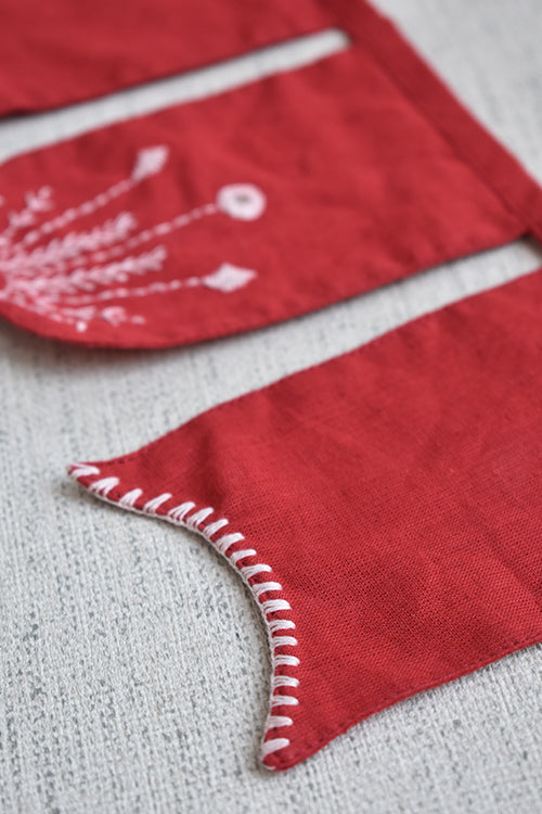 Okhai 'Rudolf' Pure Cotton Hand Embroidered Christmas Bunting