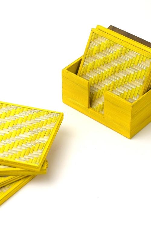 Handmade Bamboo Coasters (Yellow)