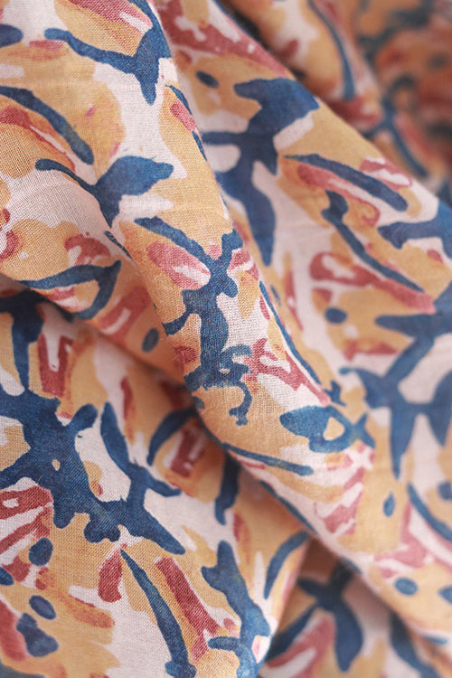 Creative Bee Natural Dyed Block Print Cotton x Silk Fabric (0.5 Meter)