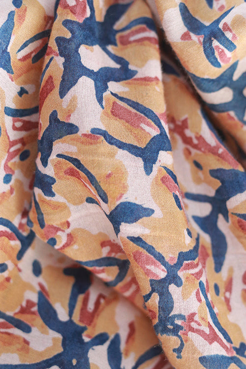 Creative Bee Natural Dyed Block Print Cotton x Silk Fabric (0.5 Meter)