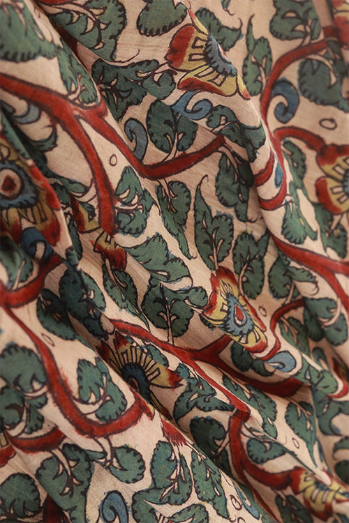 Creative Bee 'VERDANT' Natural Dyed Hand-Painted Kalamkari Cotton Fabric (0.5 Meter)