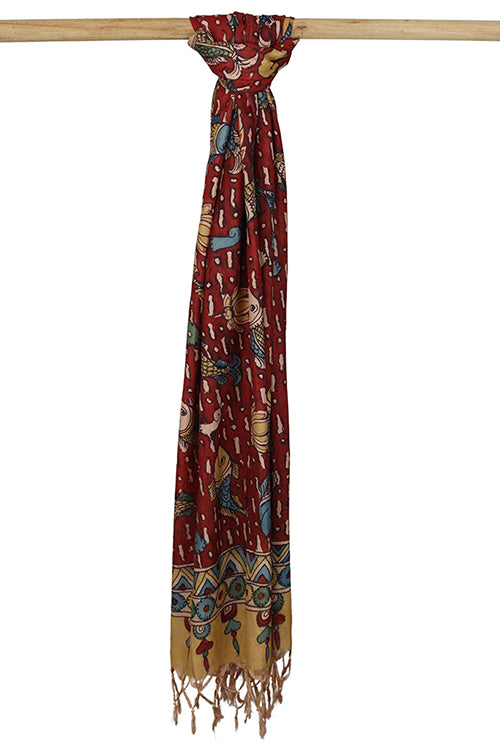Creative Bee 'baga' Natural Dye Hand-Painted Kalamkari Silk Stole