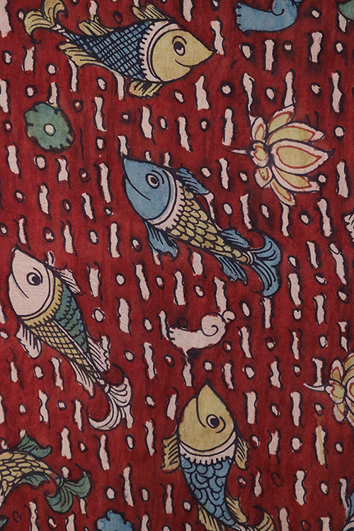 Creative Bee 'baga' Natural Dye Hand-Painted Kalamkari Silk Stole
