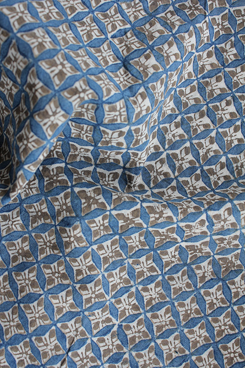 Creative Bee 'star' Natural Dye Block Print Cotton Fabric (0.50 meter)