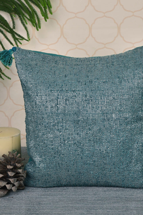 Onset Homes Handwoven Metalic cushion Cover-Sapphire
