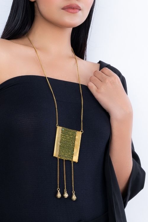 Miharu Green Chatai Gold Tone Necklace