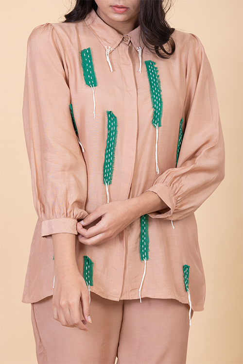 Chambray & Co.'S Raine Applique Vegan Silk Coord Set