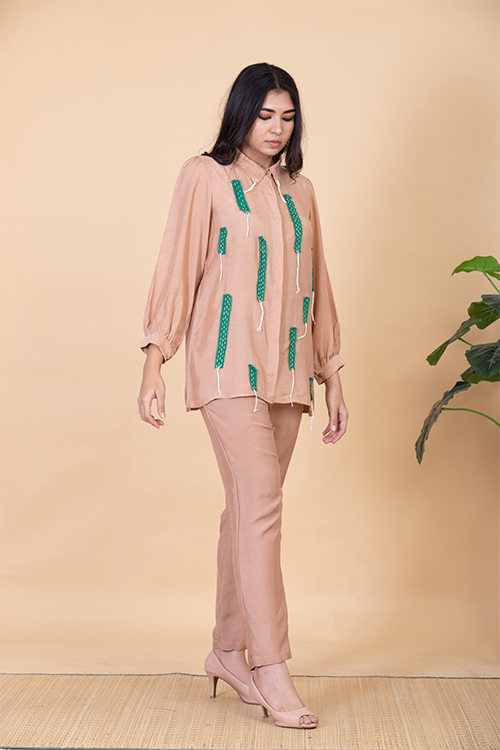 Chambray & Co.'S Raine Applique Vegan Silk Coord Set