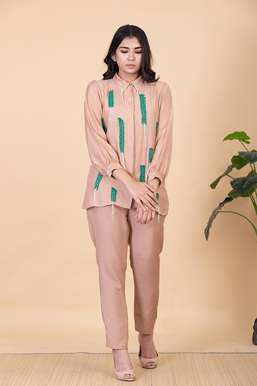 Chambray & Co.'S Raine Applique Vegan Silk Coord Set