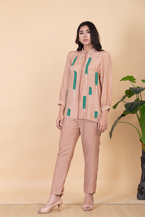 Chambray & Co.'S Raine Applique Vegan Silk Coord Set