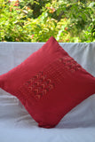 Porgai 'Living Coral B' Hand Embriodered Set of 5 Cotton Cushion Covers Offwhite & Red (Set of 5)