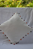 Porgai 'Living Coral B' Hand Embriodered Set of 5 Cotton Cushion Covers Offwhite & Red (Set of 5)